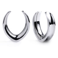 Silver V Shape Surgical Steel Saddle Ear Plug / Gauge