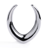 Silver V Shape Surgical Steel Saddle Ear Plug / Gauge