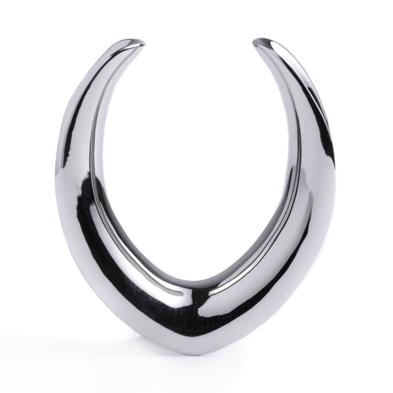 Silver V Shape Surgical Steel Saddle Ear Plug / Gauge