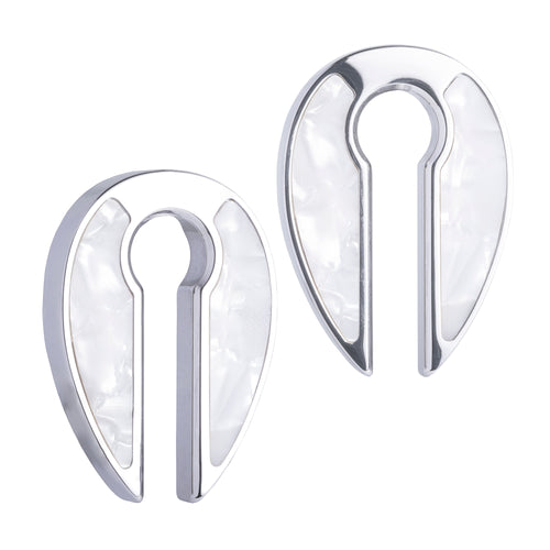 Silver & Pearl - Keyhole Ear Weights (Pair)