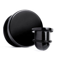 Black Steel Single Flare Ear Stretching Plug / Gauge