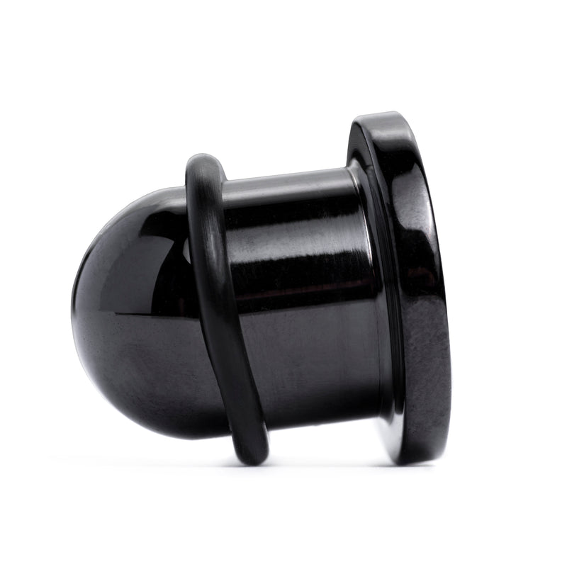 Black Steel Single Flare Ear Stretching Plug / Gauge