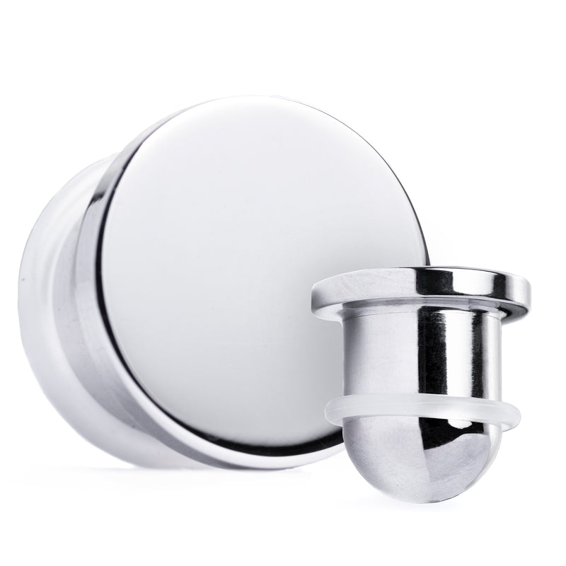 Plug / Gauge d'étirement d'oreille simple évasé en acier argenté