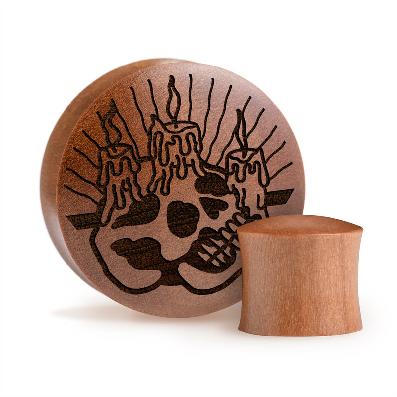 Plug / Gauge Bougie crâne - Bois de Saba | Convexe double évasé