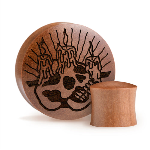 Skull Candle Plug / Gauge - Saba Wood | Convex Double Flare