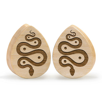 Guy wearing cool Brown Saba Wood Teardrop Wood Ear Plug / Gauge