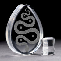 Snake Plug / Calibre - Verre transparent en forme de goutte | Double évasement à face plate