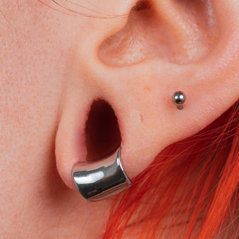 Small Silver Lobe Cuff Custom Plugs