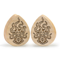 Plug Octopus / Calibre - Bois crocodile en forme de goutte | Double flare à face plate