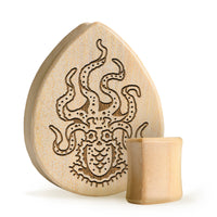 Plug Octopus / Calibre - Bois crocodile en forme de goutte | Double flare à face plate