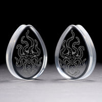 Octopus Plug / Calibre - Goutte en verre transparent | Double évasement à face plate