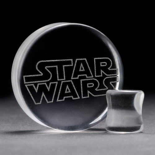 Star Wars Plug - Clear Glass | Doppelaufgeweitet mit flachem Gesicht