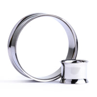 Silver Stainless Steel Double Flared Ear Tunnel / Plug / Gauge