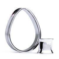 Silver Teardrop Tunnel d’oreille en acier inoxydable / Plug / calibre