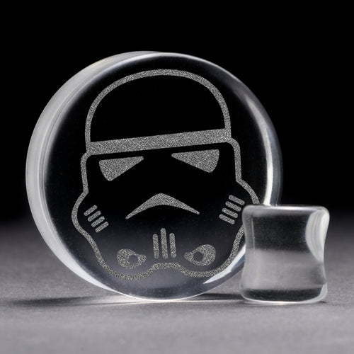 Stormtrooper Plug - Clear Glass | Doppelaufgeweitet mit flachem Gesicht