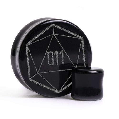 Stranger Things - Eleven Dice Plug / Gauge - Black Glass | Flat Faced Double Flare