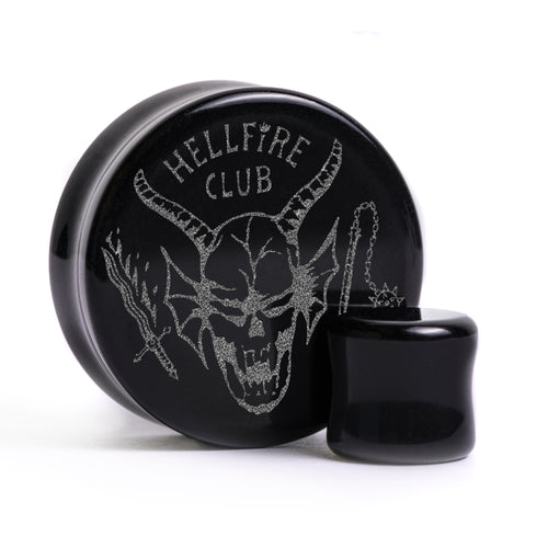 Stranger Things - Hellfire Club Plug / Gauge - Schwarzes Glas | Flach Gesichts Doppelflare