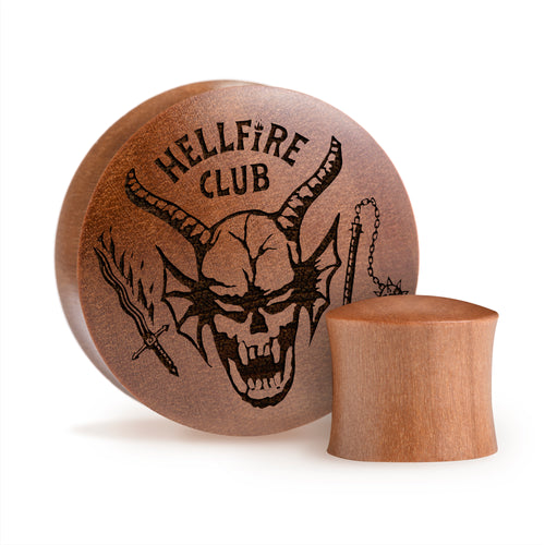 Stranger Things - Hellfire Club Plug / Gauge - Saba-Holz | Konvexer Doppelflansch