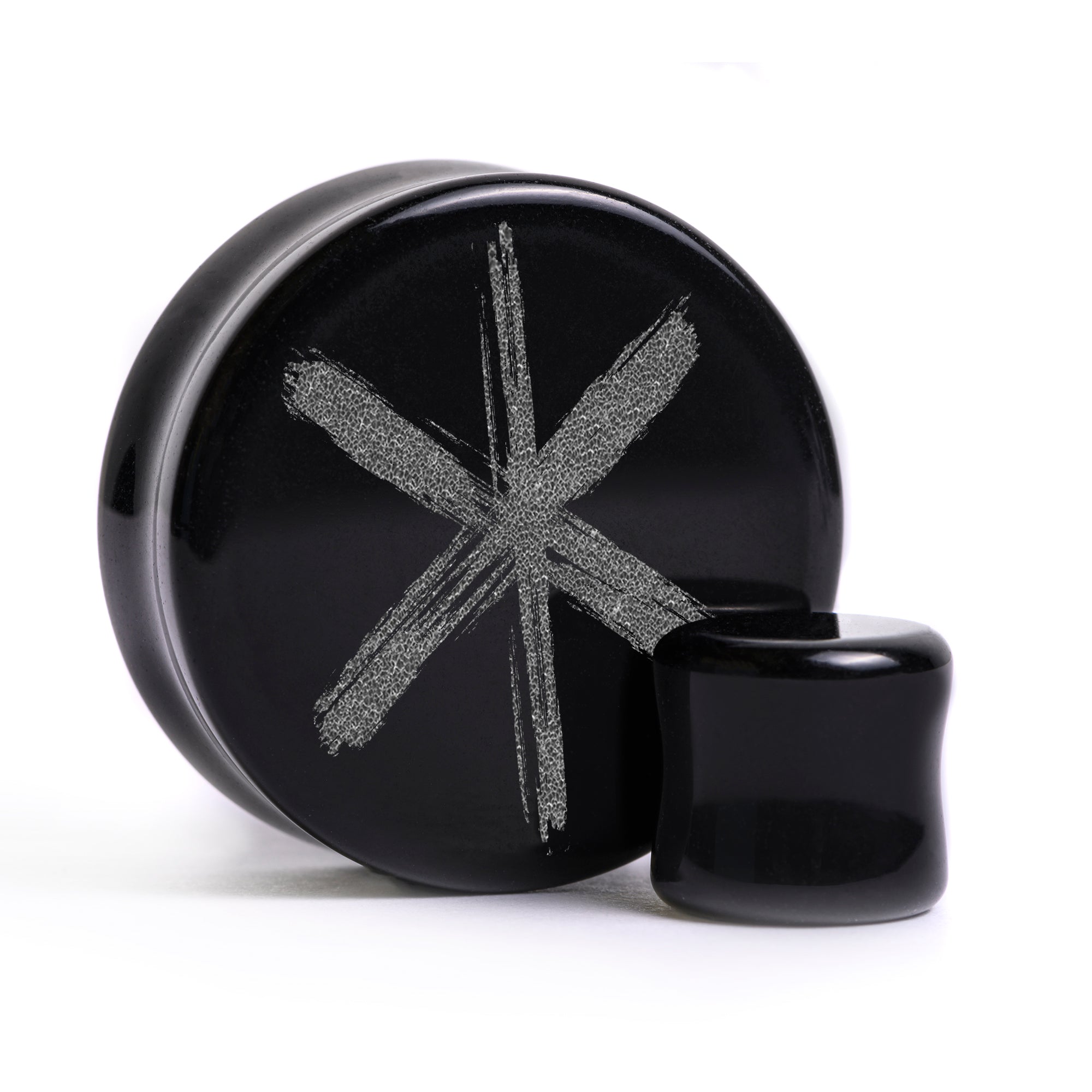 Remy Rune Plug Stärke Rune Viking Plug / gauge - Schwarzes Glas | Doppelaufgeweitet m ...