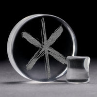 Plug / Gauge Rune de force viking - Verre transparent | Face plate double évasé