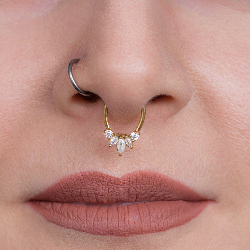 1 Piece 16G Surgical Steel Indian Nose Septum Rings Women Crystal Ear Helix  Clicker Piercings Earring Septums Hoop Piercing Jewelry | Wish
