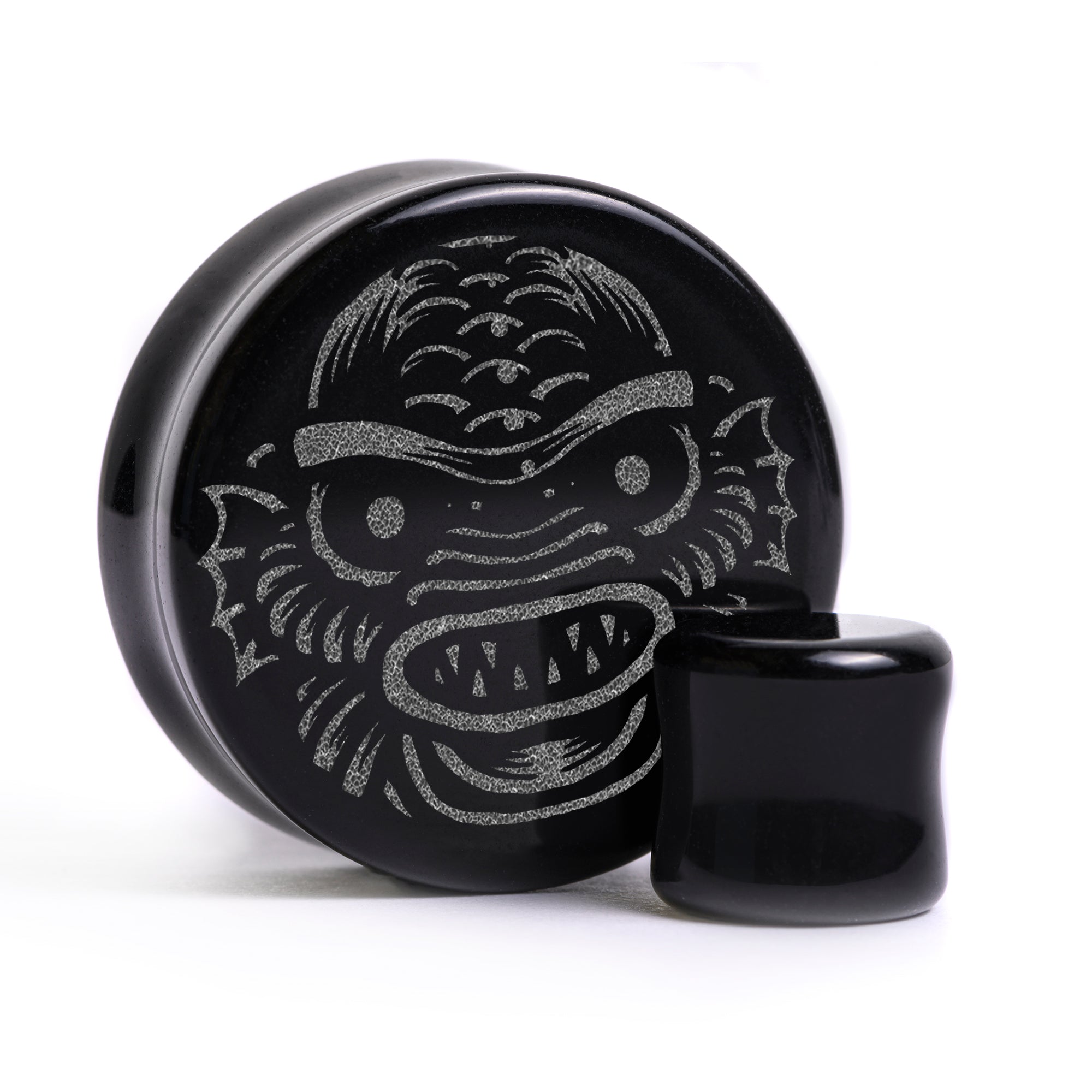 Swamp Monster Plug / Gauge - Black Glass | Flat Faced Double Flare