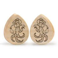 Eagle Claw Plug / Jauge - Bois crocodile en goutte d’eau | Double évasement à face plate