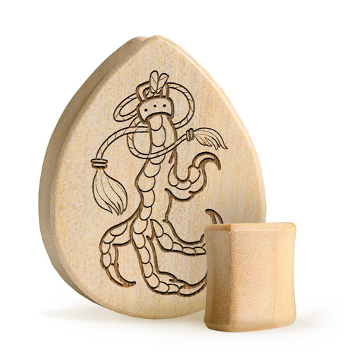 Eagle Claw Plug / Gauge - Teardrop Crocodile Wood | Flat Faced Double Flare
