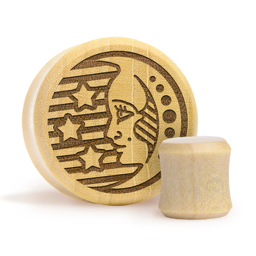 Tarot Moon Plug / Gauge - Crocodile Wood | Flat Faced Double Flare