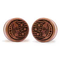 Plug / Gauge Lune du tarot - Bois de Saba | Face plate double évasé