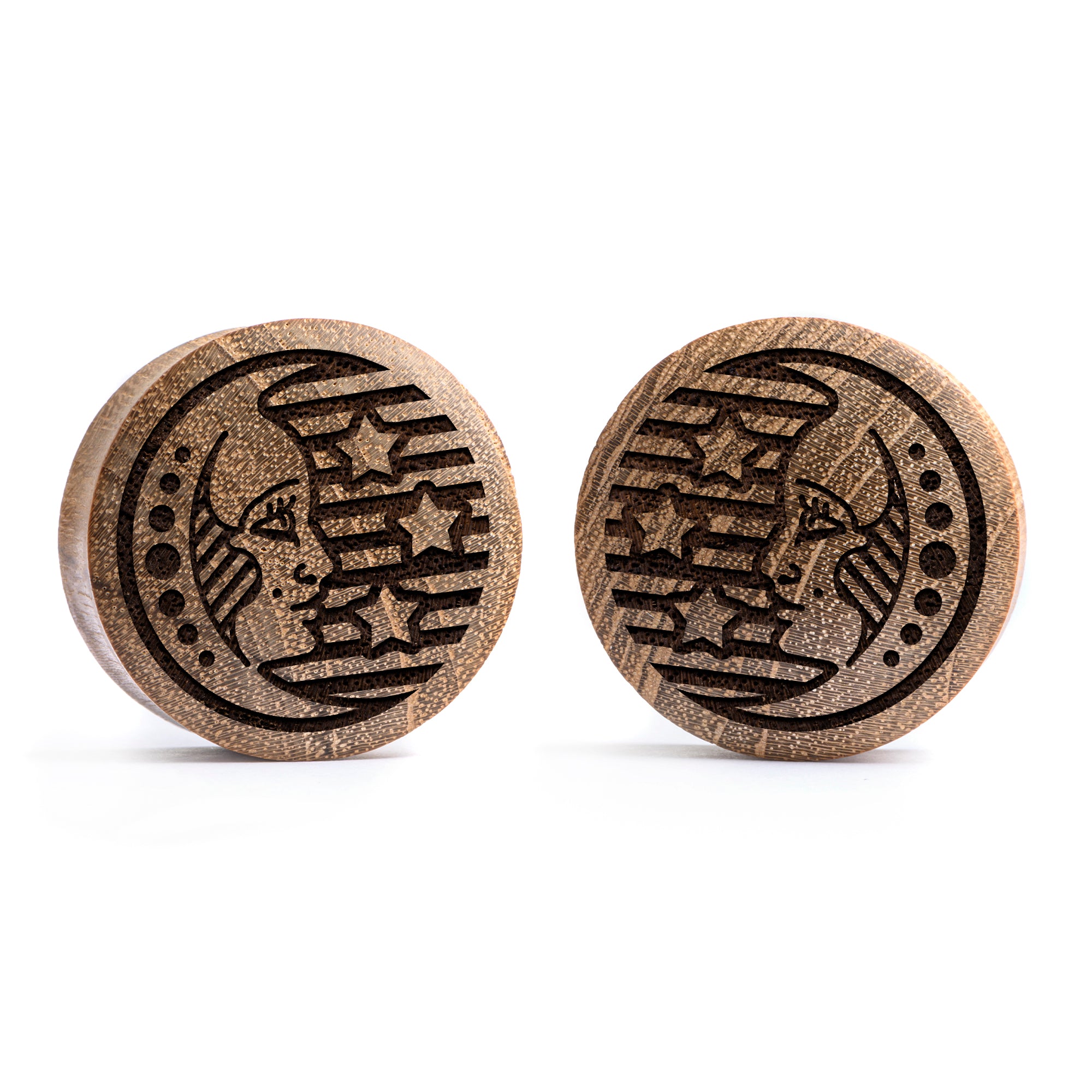 Tarot Moon Plug / gauge - Teakholz | Konvexe Doppelaufgeweitet