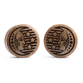 Starburst Mandala Ornamental Tattoo Plug / Gauge - Crocodile Wood | Convex Double Flare