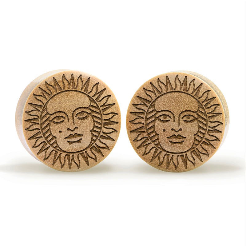 Plug / Gauge Soleil du tarot - Bois de crocodile | Convexe double évasé