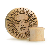 Plug / Gauge Soleil du tarot - Bois de crocodile | Convexe double évasé