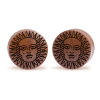 Plug / Gauge Soleil du tarot - Bois de Saba | Convexe double évasé