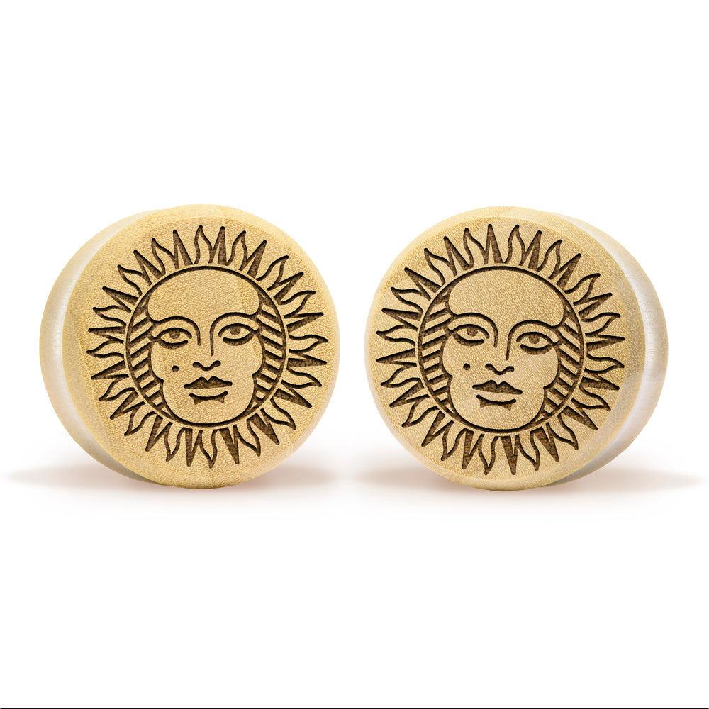 Tarot Sun Plug / Gauge - Crocodile Wood | Flat Faced Double Flare - Lasered To Order In House At Custom Plugs HQ