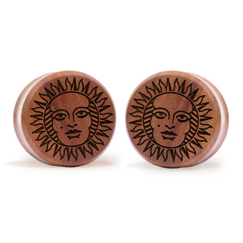 Alternative Tattooed man wearing 90's Retro Flames Plug / Gauge - Saba Wood | Flat Faced Double Flare