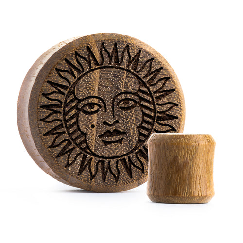 Tarot Sun Plug / Gauge - Teak Wood | Flat Faced Double Flare