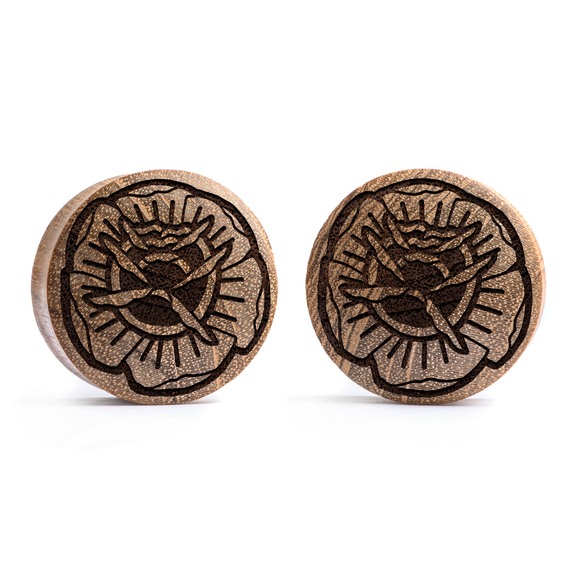 Starburst Mandala Zierstattoo Plug / Gauge - Krokodilholz | Konvexe Doppelaufgeweitet
