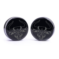 Plug / Gauge Taurus zodiaque - Verre noir | Face plate double évasé