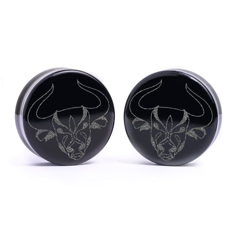 Plug / Gauge Taurus zodiaque - Verre noir | Face plate double évasé