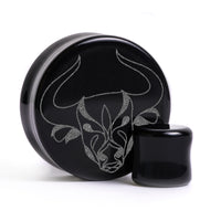 Plug / Gauge Taurus zodiaque - Verre noir | Face plate double évasé