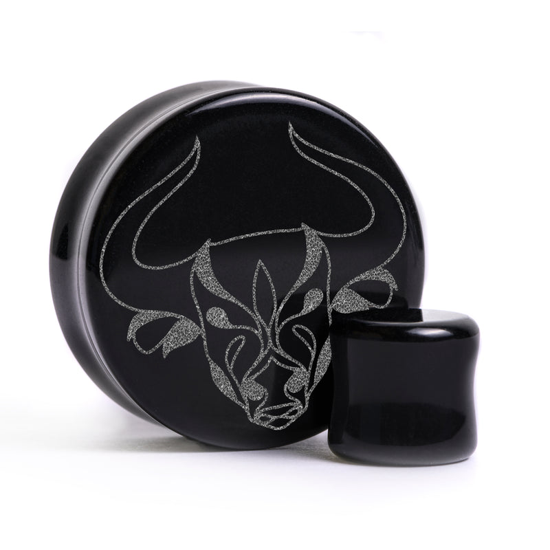 Plug / Gauge Taurus zodiaque - Verre noir | Face plate double évasé