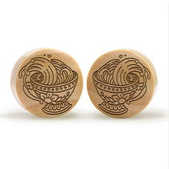 Teacup Plug / Gauge - Crocodile Wood | Convex Double Flare
