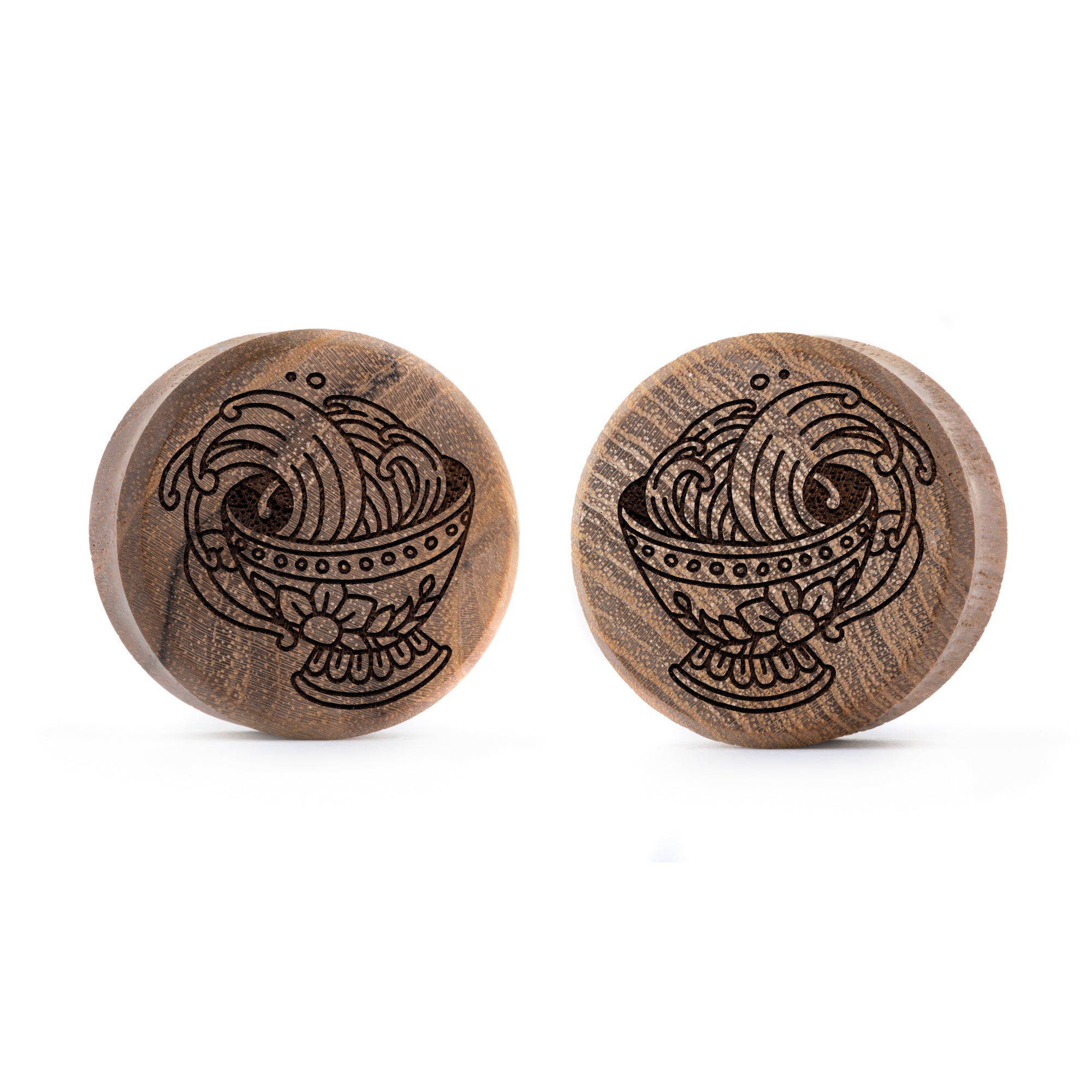 Starburst Mandala Zierstattoo Plug / Gauge - Krokodilholz | Konvexe Doppelaufgeweitet