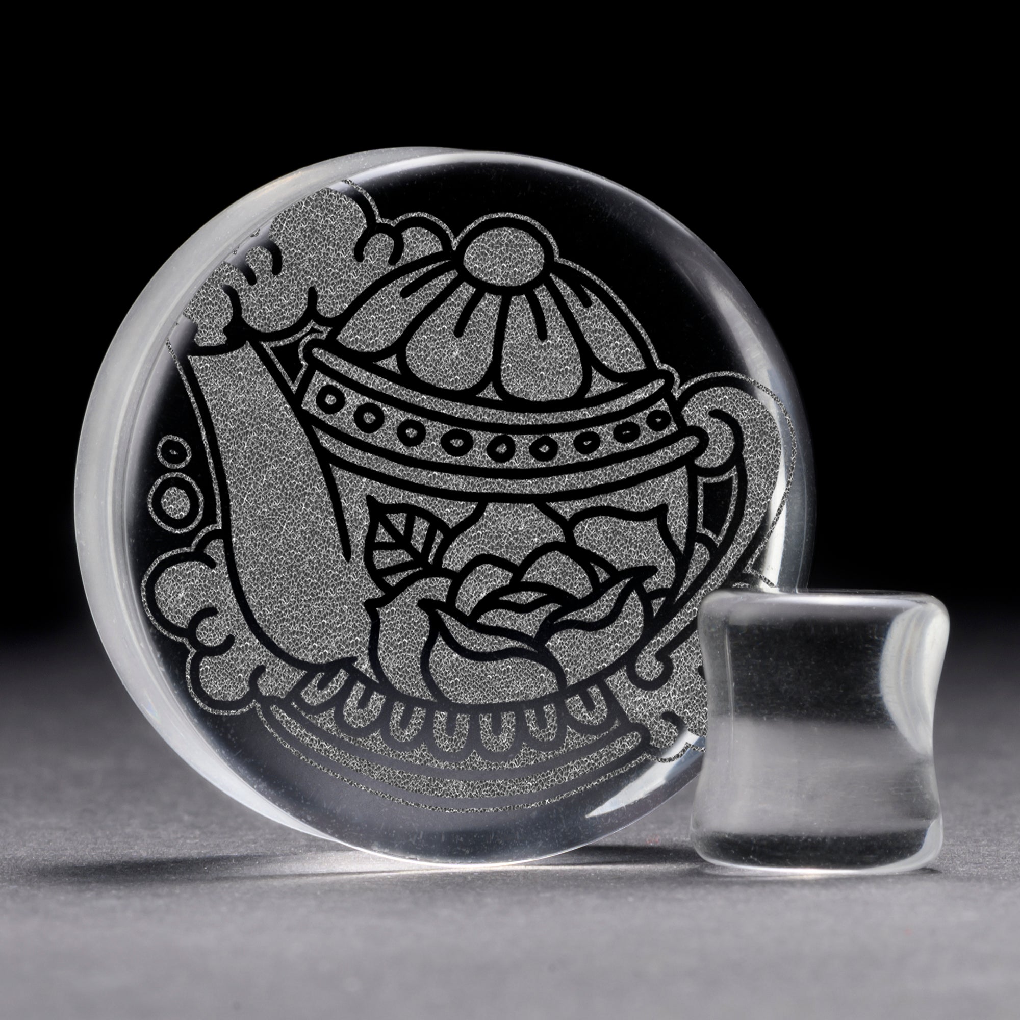 Teapot Plug / Gauge - Clear Glass | Flat Faced Double Flare
