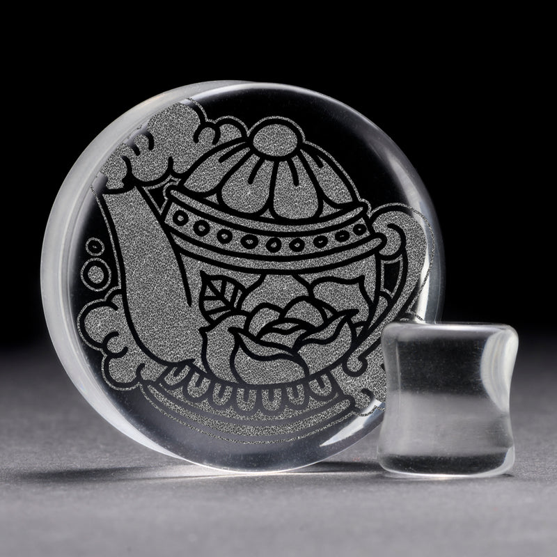 Plug de théière / Jauge - verre transparent | double flare à face plate