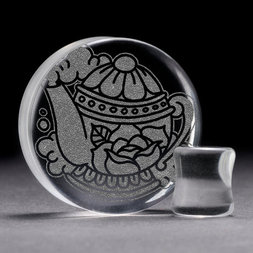 Teekannenplug / gauge - Clear Glass | Doppelaufgeweitet mit flachem Gesicht