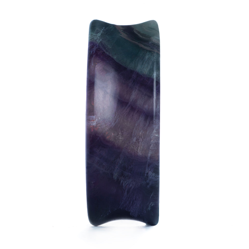 Teardrop Rainbow Fluorite Stone Plug / Gauge - Double Flare Stone Ear Plugs / Gauges in 10mm (00g) - 30mm (1.18")