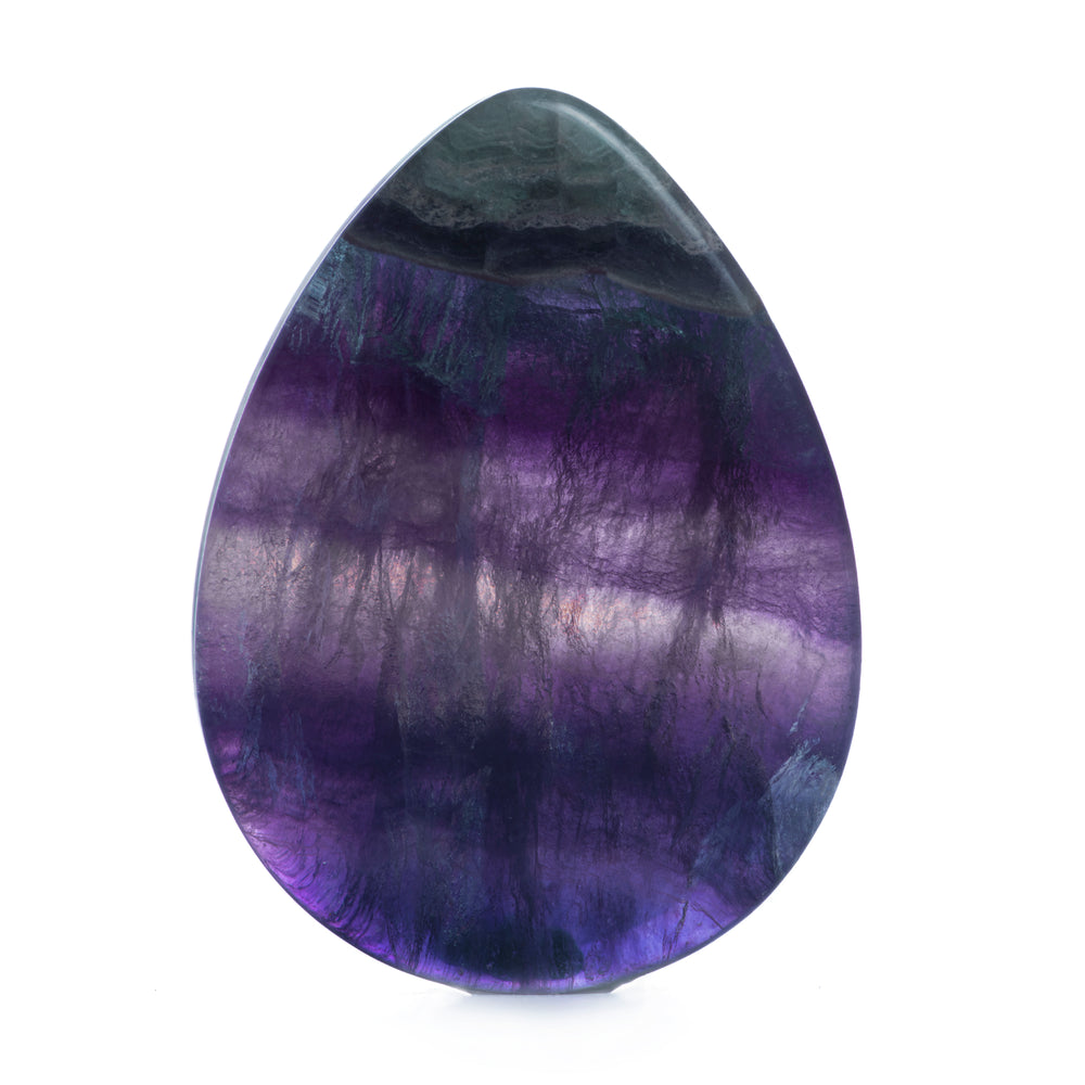 Teardrop Rainbow Fluorite Stone Plug / Gauge - Double Flare Stone Ear Plugs / Gauges in 10mm (00g) - 30mm (1.18")